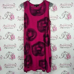 Minkas mini dress abstract round Stylish Sleeveless Fuchsia Black long Tank Top